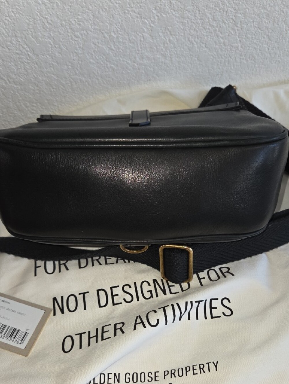 Golden Goose Sally Black Leather Crossbody Bag with Gold Buckle - Picture 8 of 10